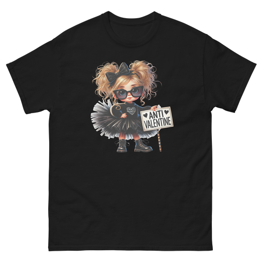 Anti-Valentine Tee – Sassy Girl in Black Tulle Skirt Graphic Women Tees Style Junction – Custom Digital Designs & Apparel Black S