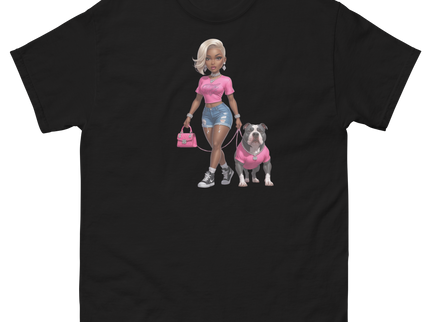 Hot Pink Bulldog Diva Tee – 100% Cotton Graphic Streetwear Women Tees Style Junction – Custom Digital Designs & Apparel Black S