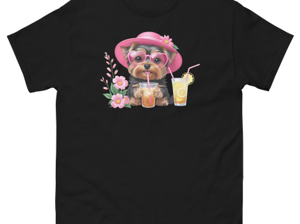 Yorkie Dog #1 Iced Tea Graphic Tshirt – Floral Summer Print Shirt Women Tees Style Junction – Custom Digital Designs Black S