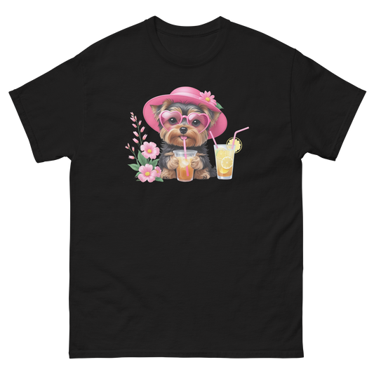 Yorkie Dog #1 Iced Tea Graphic Tee – Floral Summer PNG Print Shirt Women Tees Style Junction – Custom Digital Designs Black S