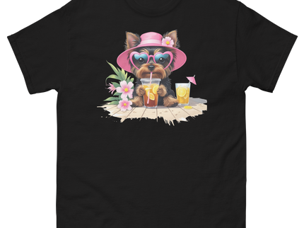 Yorkie Dog #3 Iced Tea Graphic Tshirt – Floral Summer Print Shirt Women Tees Style Junction – Custom Digital Designs Black S