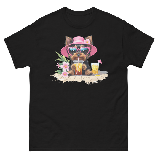 Yorkie Dog #3 Iced Tea Graphic Tee – Floral Summer PNG Print Shirt Women Tees Style Junction – Custom Digital Designs Black S