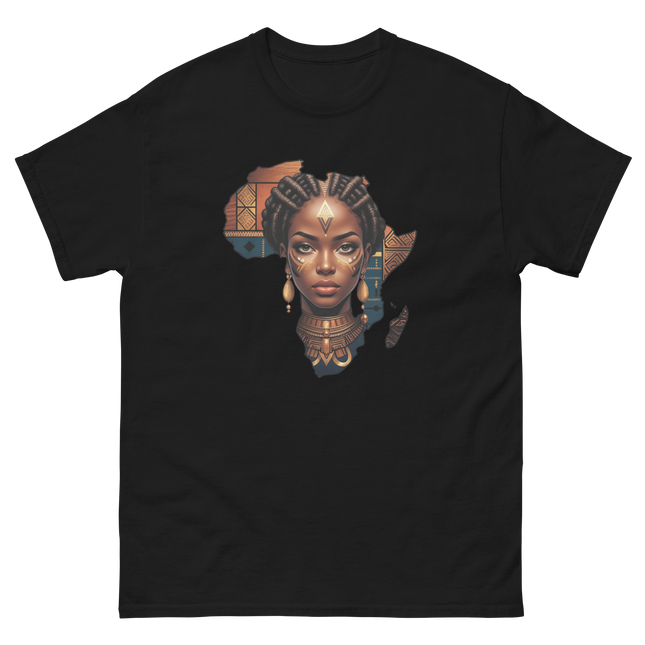 Afrocentric Queen Tee – Tribal Pattern Art, Bold Heritage Vibe #1 Women Tees Style Junction – Custom Digital Designs & Apparel Black S