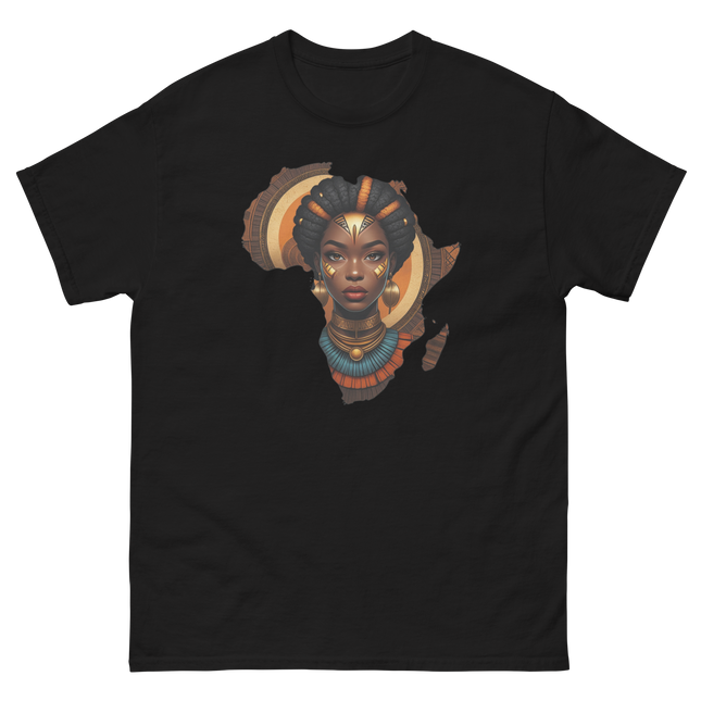 Afrocentric Queen Tee – Tribal Pattern Art, Bold Heritage Vibe #2 Women Tees Style Junction – Custom Digital Designs & Apparel Black S