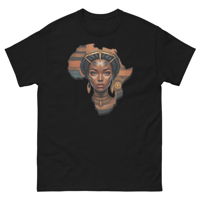 Afrocentric Queen Tee – Tribal Pattern Art, Bold Heritage Vibe #3 Women Tees Style Junction – Custom Digital Designs & Apparel Black S