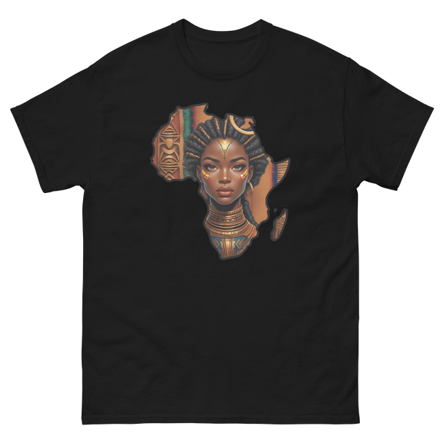 Afrocentric Queen Tee – Tribal Pattern Art, Bold Heritage Vibe #4 Women Tees Style Junction – Custom Digital Designs & Apparel Black S
