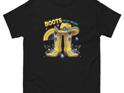Yellow Glam Cowgirl Tee – Boots on Da Ground Design Women Tees Style Junction – Custom Digital Designs & Apparel Black S