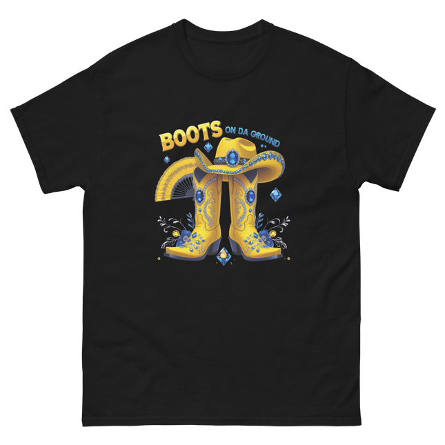 Yellow Glam Cowgirl Tee – Boots on Da Ground Design Women Tees Style Junction – Custom Digital Designs & Apparel Black S