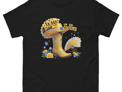 Boots on Da Ground Tee – Bright Yellow Jewel Style Women Tees Style Junction – Custom Digital Designs & Apparel Black S