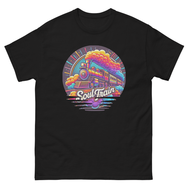 Retro Soul Train Tee – Vibrant 70s Style Graphic T-Shirt Women Tees Style Junction – Custom Digital Designs & Apparel Black S