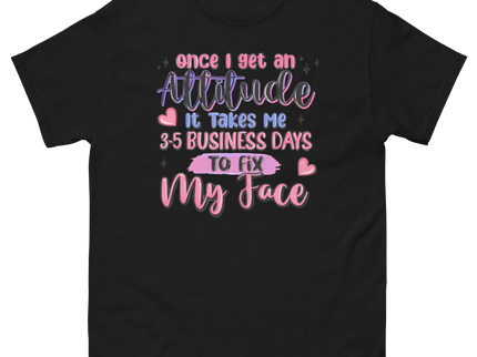 Attitude Fix Tee – Funny Pastel Quote Graphic Shirt Women Tees Style Junction – Custom Digital Designs & Apparel Black S