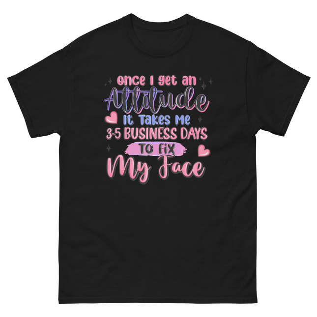 Attitude Fix Tee – Funny Pastel Quote Graphic Shirt Women Tees Style Junction – Custom Digital Designs & Apparel Black S
