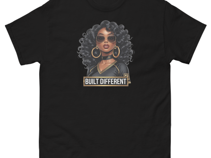 Built Different Tee – Bold Black Art, Gold Statement Style #3 Women Tees Style Junction – Custom Digital Designs & Apparel Black S