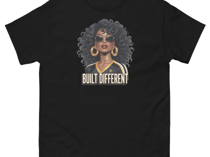 Built Different Tee – Bold Black Art, Gold Statement Style #4 Women Tees Style Junction – Custom Digital Designs & Apparel Black S