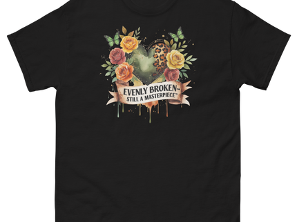 Evenly Broken Leopard Heart Tee – Watercolor Floral Vibes #3 Women Tees Style Junction – Custom Digital Designs & Apparel Black S