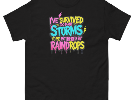 Survived the Storms Statement Tee – Neon Streetwear Bold Vibes Women Tees Style Junction – Custom Digital Designs & Apparel Black S