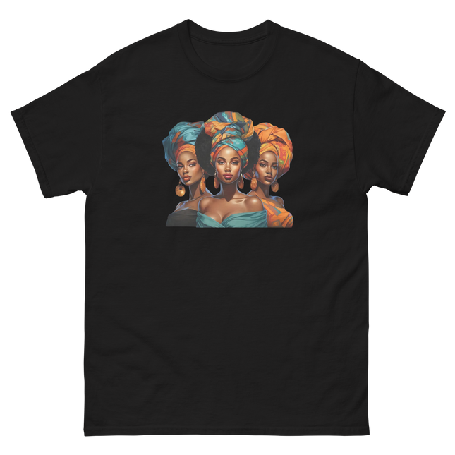 Cultural Crown Tee – Vibrant Afro Headwrap Graphic Shirt Women Tees Style Junction – Custom Digital Designs & Apparel Black S