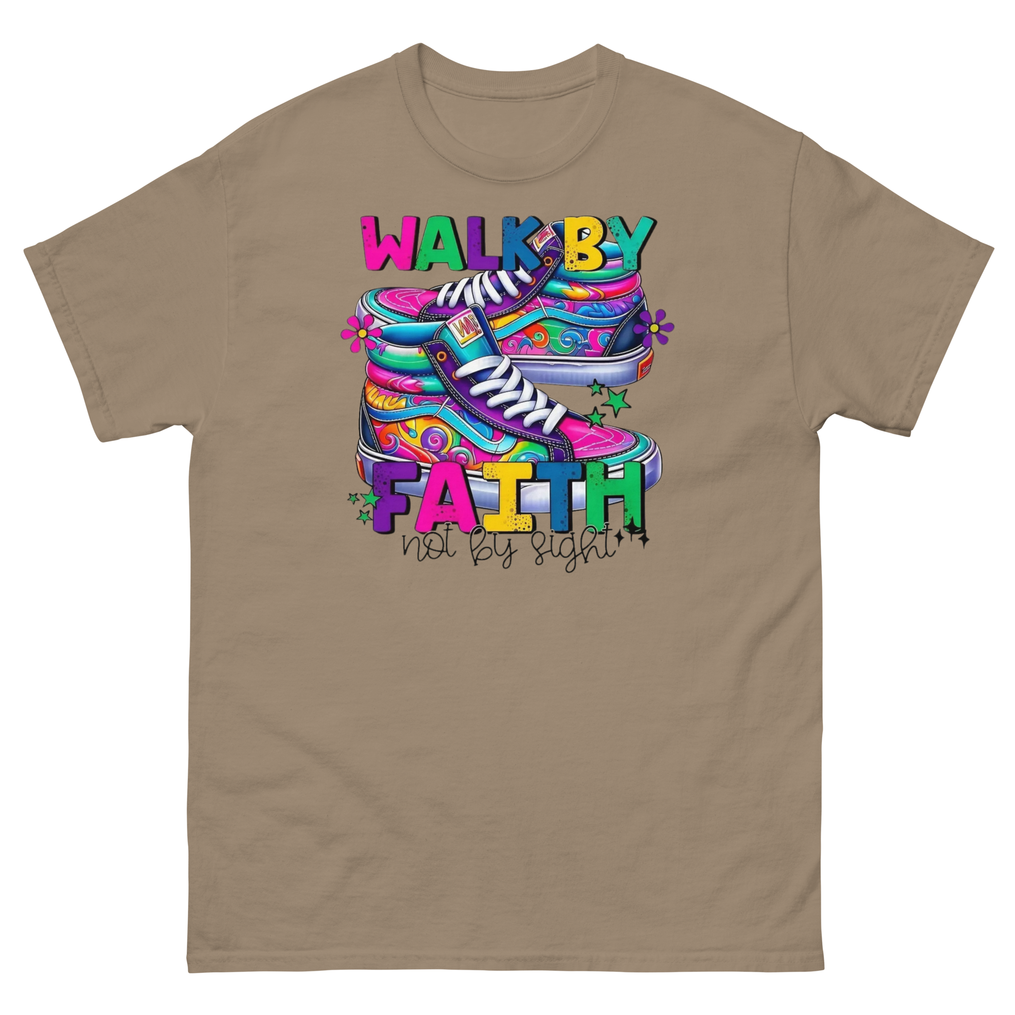 Walk By Faith Custom Design Unisex Classic T-shirt Physical T-Shirt Style-Junction Brown Savana S 