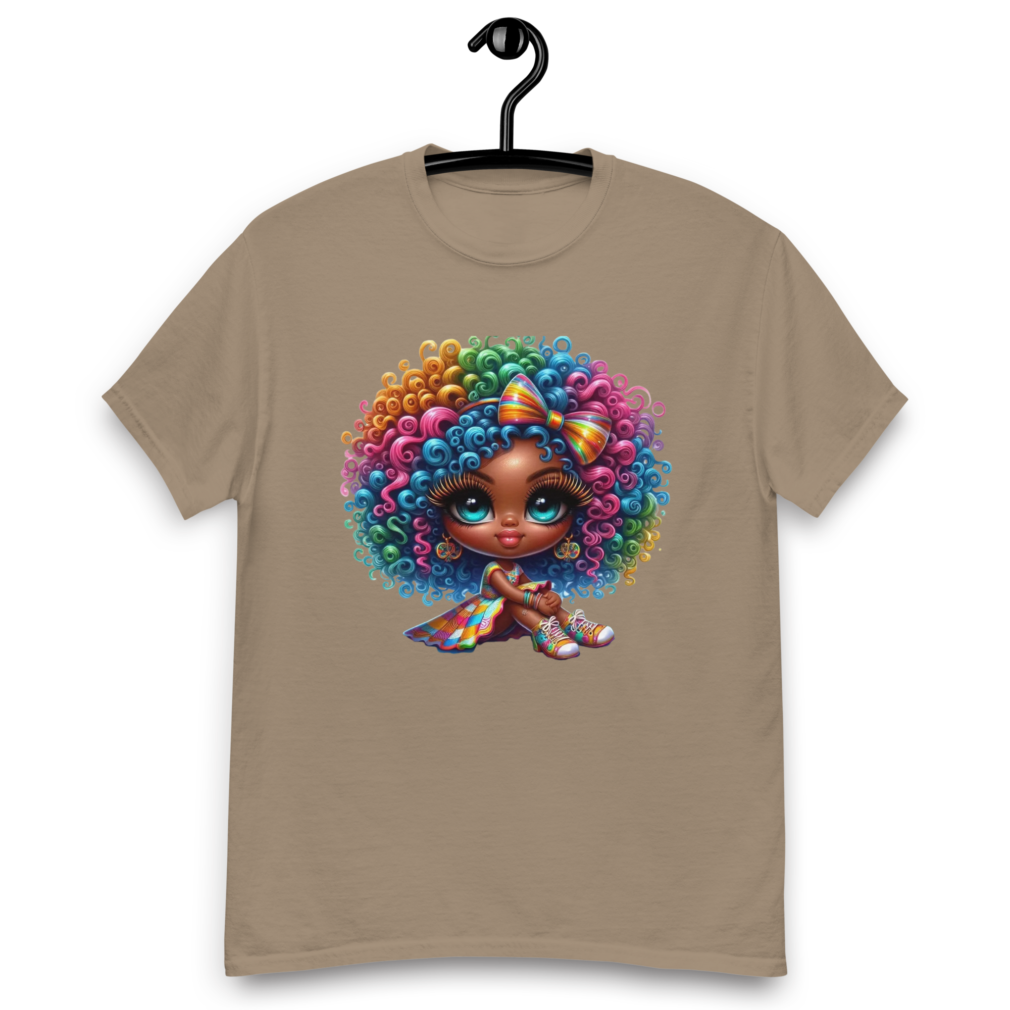 Rainbow Curls Doll Women's Tee - Comfortable 100% Cotton with a Stylish Fit Physical T-Shirt Style-Junction Brown Savana S