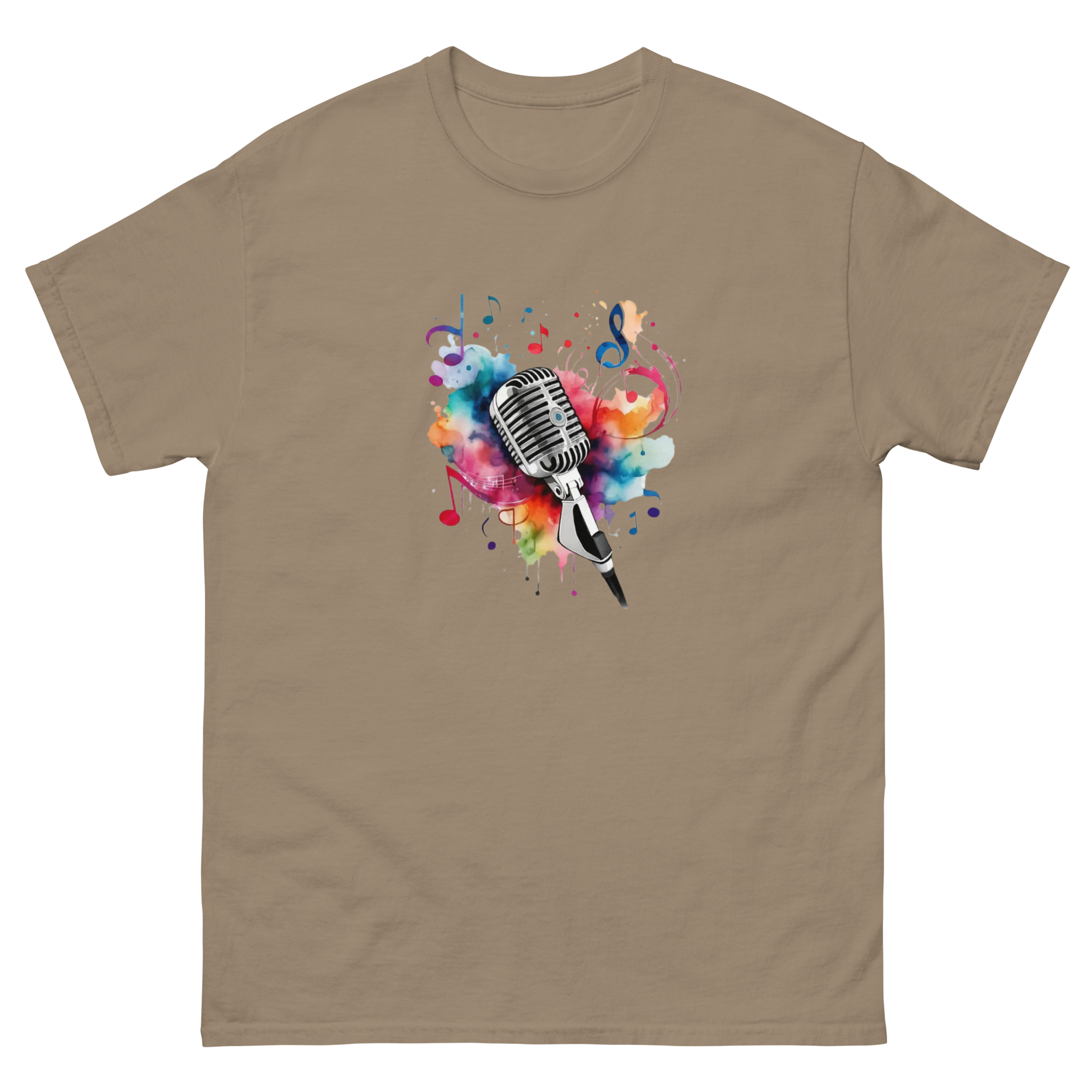 Vibrant Musical Microphone Art Unisex Cclassic Tee Physical T-Shirt Style-Junction Brown Savana S