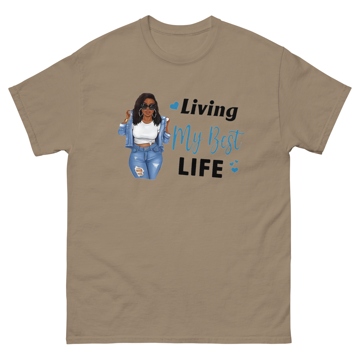 Living My Best Life Women's Classic Tee Physical T-Shirt Style-Junction Custom Designs & Prints Brown Savana S