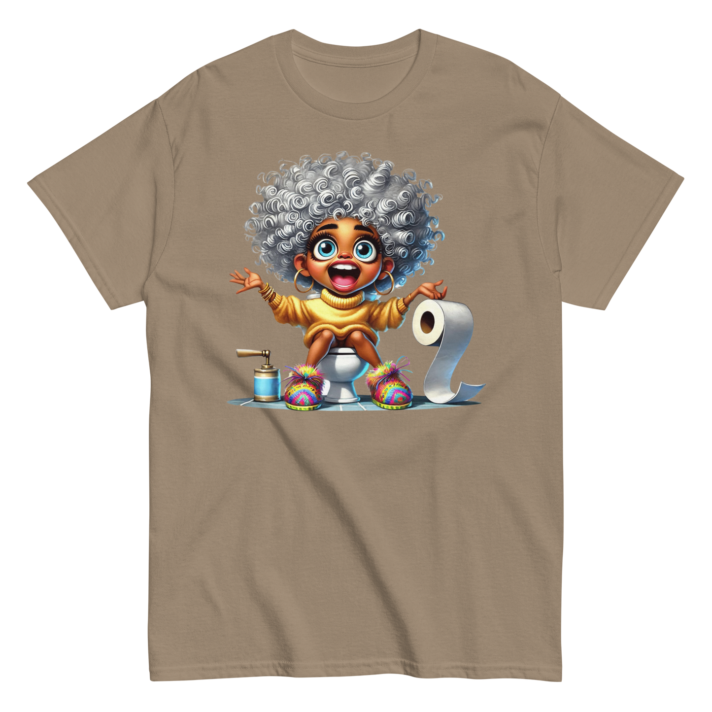 Toilet Time Joy Women's Classic Tee Physical T-Shirt Style-Junction Custom Designs & Prints Brown Savana S