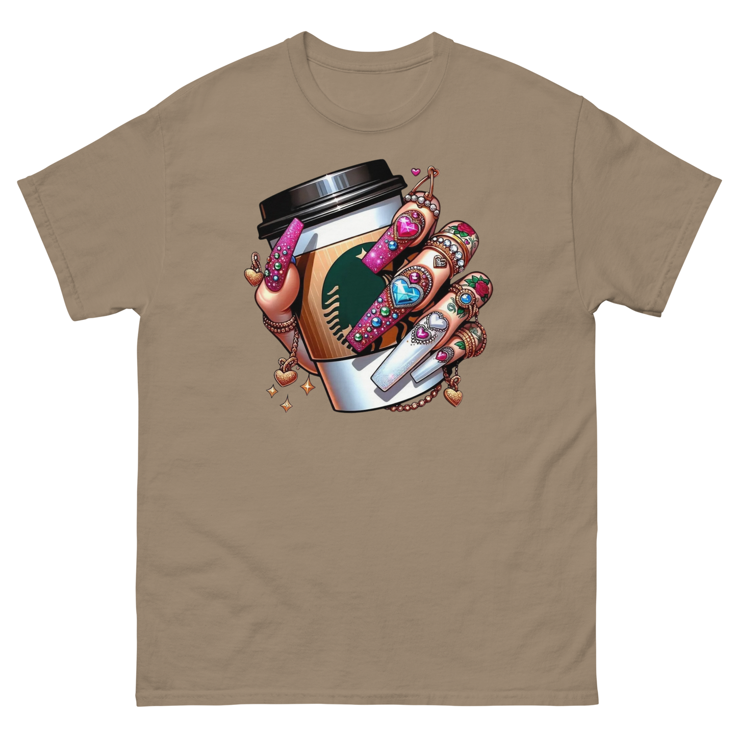 Coffee Time Women's Classic Tee Physical T-Shirt Style-Junction Custom Designs & Prints Brown Savana S