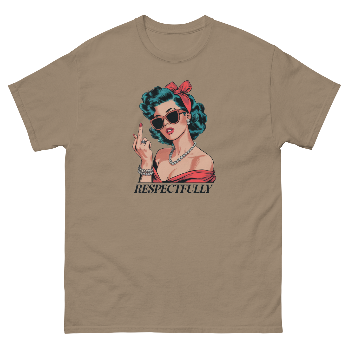 Respectfully Women's Classic Tee Physical T-Shirt Style-Junction Custom Designs & Prints Brown Savana S