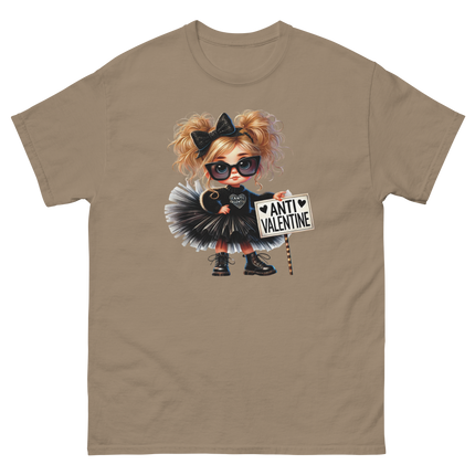 Anti-Valentine Tee – Sassy Girl in Black Tulle Skirt Graphic Women Tees Style Junction – Custom Digital Designs & Apparel Brown Savana S