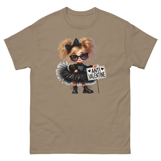 Anti-Valentine Tee – Sassy Girl in Black Tulle Skirt Graphic Women Tees Style Junction – Custom Digital Designs & Apparel Brown Savana S