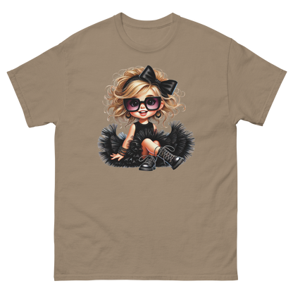Blonde Curly Girl Tee – Tulle Skirt & Sunglasses Streetwear Women Tees Style Junction – Custom Digital Designs & Apparel Brown Savana S