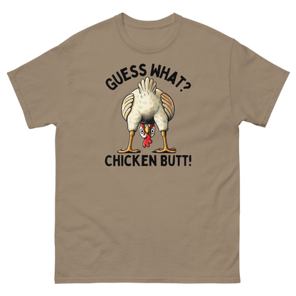 Funny Chicken Butt Tee – “Guess What” Comical Farm Graphic Shirt Women Tees Style Junction – Custom Digital Designs & Apparel Brown Savana S