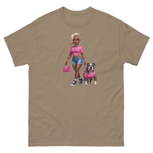 Hot Pink Bulldog Diva Tee – 100% Cotton Graphic Streetwear Women Tees Style Junction – Custom Digital Designs & Apparel Brown Savana S