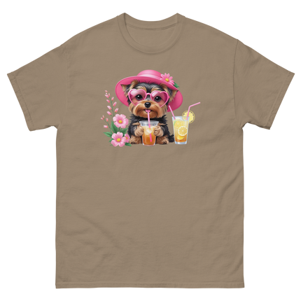 Yorkie Dog #1 Iced Tea Graphic Tshirt – Floral Summer Print Shirt Women Tees Style Junction – Custom Digital Designs Brown Savana S
