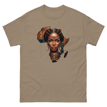Afrocentric Queen Tee – Tribal Pattern Art, Bold Heritage Vibe #1 Women Tees Style Junction – Custom Digital Designs & Apparel Brown Savana S