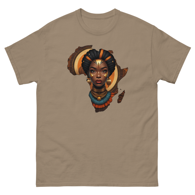 Afrocentric Queen Tee – Tribal Pattern Art, Bold Heritage Vibe #2 Women Tees Style Junction – Custom Digital Designs & Apparel Brown Savana S