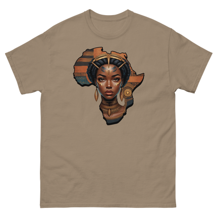 Afrocentric Queen Tee – Tribal Pattern Art, Bold Heritage Vibe #3 Women Tees Style Junction – Custom Digital Designs & Apparel Brown Savana S