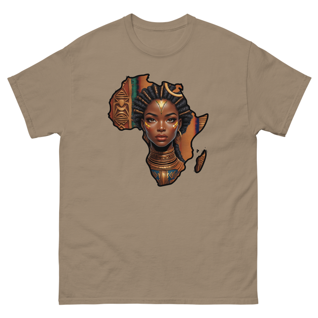 Afrocentric Queen Tee – Tribal Pattern Art, Bold Heritage Vibe #4 Women Tees Style Junction – Custom Digital Designs & Apparel Brown Savana S