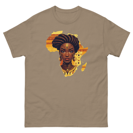 Afrocentric Queen Tee – Tribal Pattern Art, Bold Heritage Vibe #5 Women Tees Style Junction – Custom Digital Designs & Apparel Brown Savana S