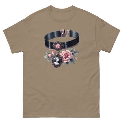 Victorian Cameo Choker Floral Tee Women Tees Style Junction – Custom Digital Designs & Apparel Brown Savana S