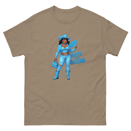 Boots on the Ground Tee – Light Blue Curvy Cowgirl Graphic #2 Women Tees Style Junction – Custom Digital Designs & Apparel Brown Savana S