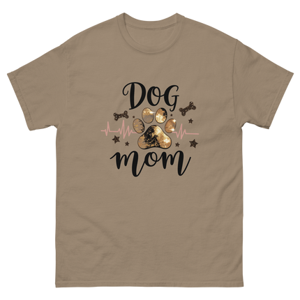 Bold Black & Gold Luxe Dog Mom Tee – Glam Paw Print Style Women Tees Style Junction – Custom Digital Designs & Apparel Brown Savana S