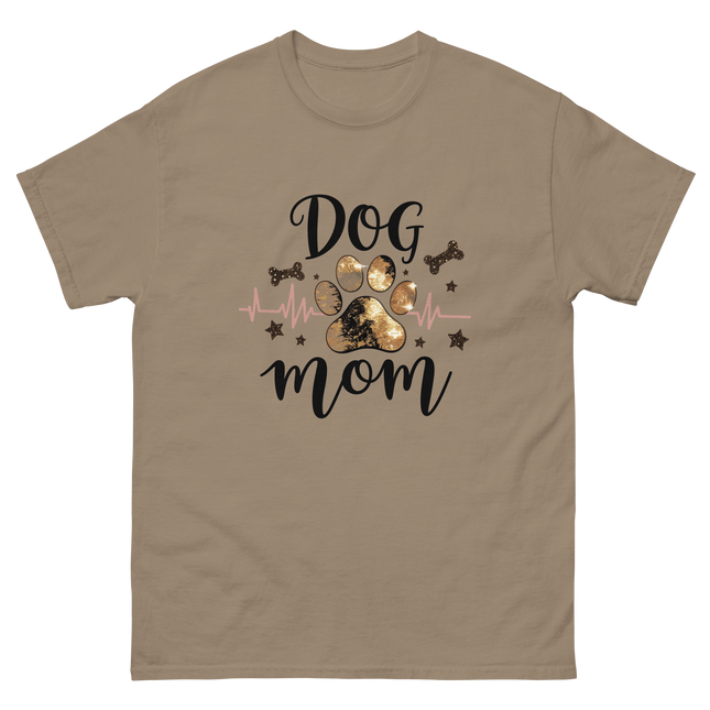 Bold Black & Gold Luxe Dog Mom Tee – Glam Paw Print Style Women Tees Style Junction – Custom Digital Designs & Apparel Brown Savana S