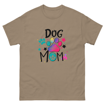 Neon Pop Dog Mom Tee – Bright Comic-Inspired Design Women Tees Style Junction – Custom Digital Designs & Apparel Brown Savana S