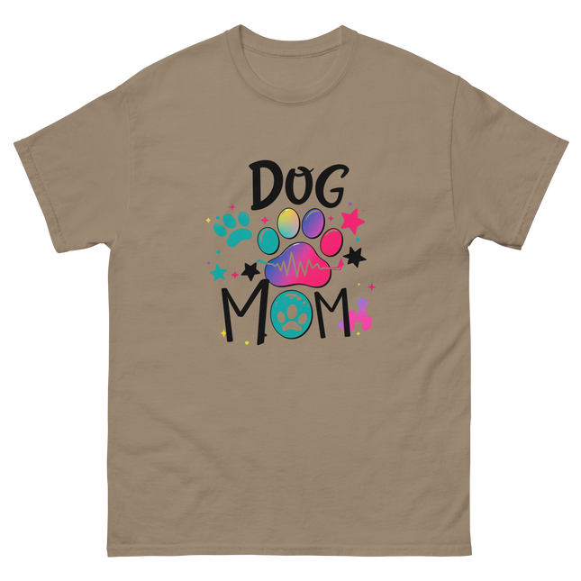 Neon Pop Dog Mom Tee – Bright Comic-Inspired Design Women Tees Style Junction – Custom Digital Designs & Apparel Brown Savana S