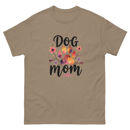 Sunset Floral Dog Mom Tee – Boho Paw & Blooms Design Women Tees Style Junction – Custom Digital Designs & Apparel Brown Savana S