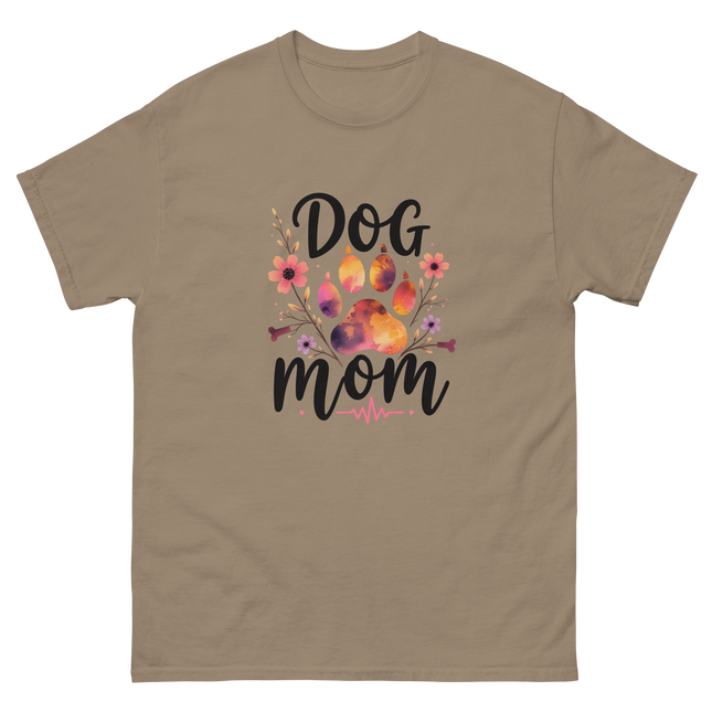 Sunset Floral Dog Mom Tee – Boho Paw & Blooms Design Women Tees Style Junction – Custom Digital Designs & Apparel Brown Savana S