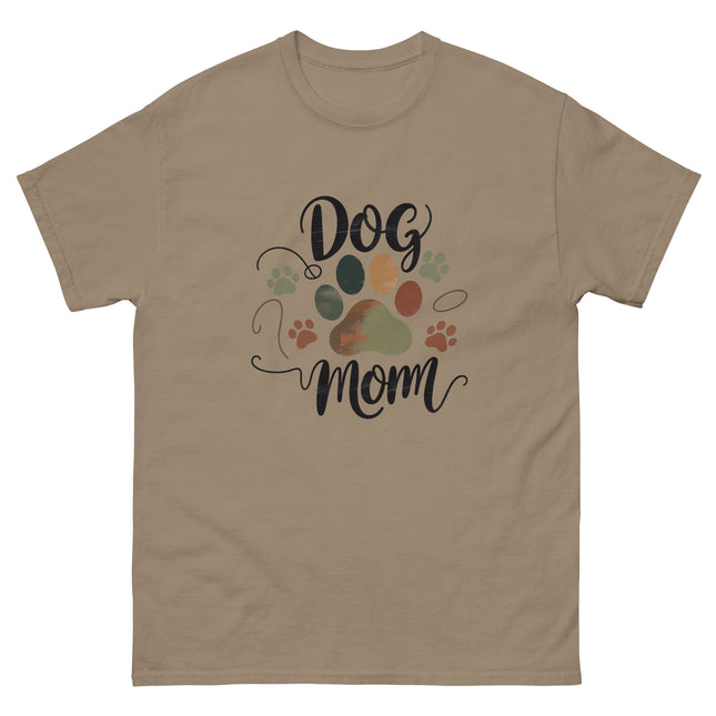 Earthy Tones Dog Mom Tee – Minimal Rustic Paw Graphic Women Tees Style Junction – Custom Digital Designs & Apparel Brown Savana S