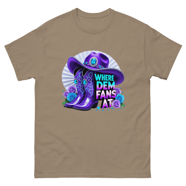Where Dem Fans At Tee – Glam Cowgirl Boots & Hat Women Tees Style Junction – Custom Digital Designs & Apparel Brown Savana S