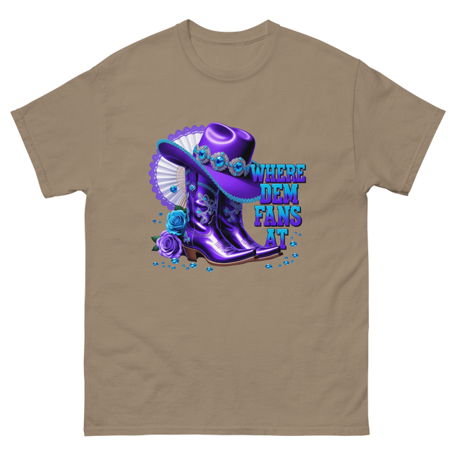 Where Dem Fans At Tee – Sparkling Western Boot Look Women Tees Style Junction – Custom Digital Designs & Apparel Brown Savana S